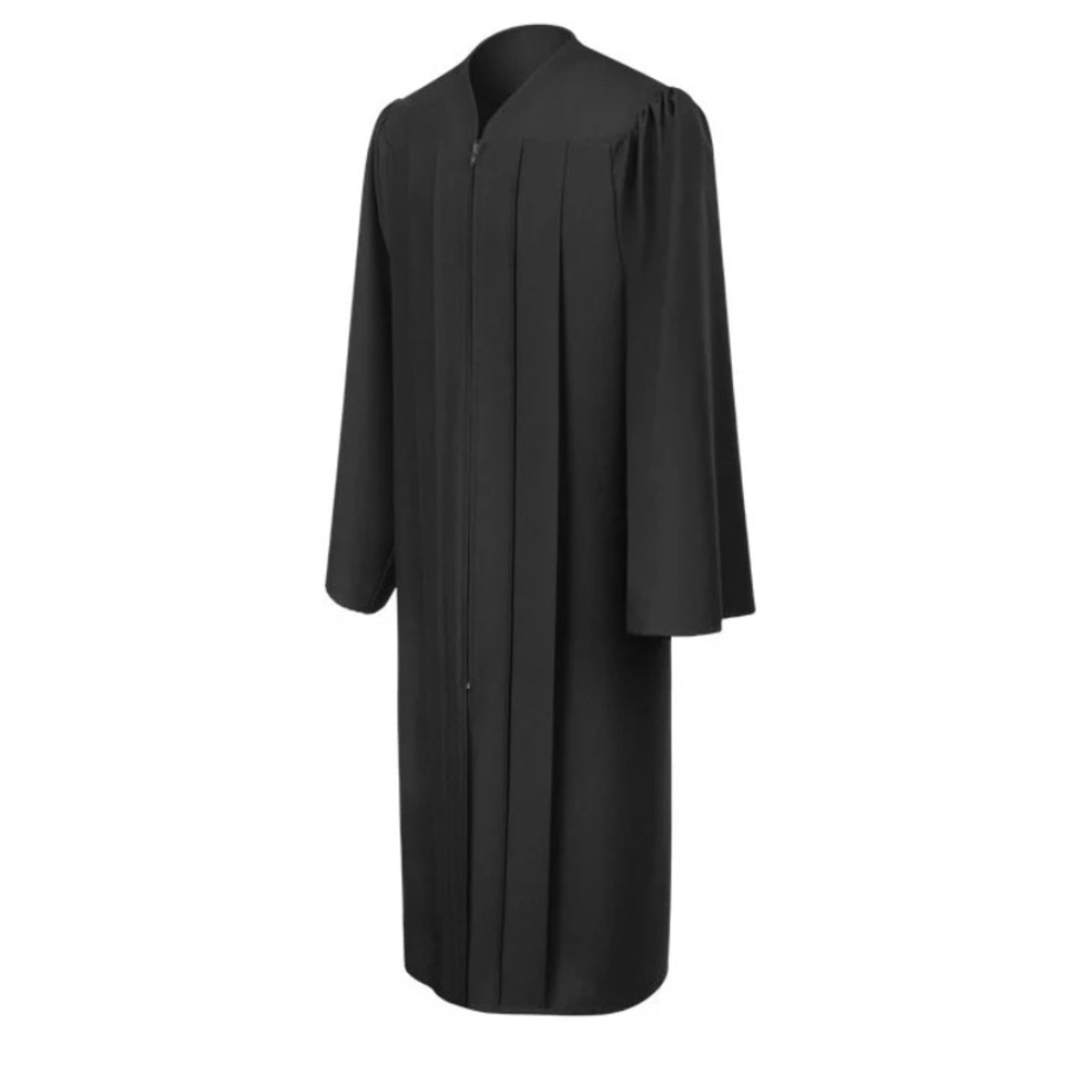 Matte Black Unisex Graduation Gown
